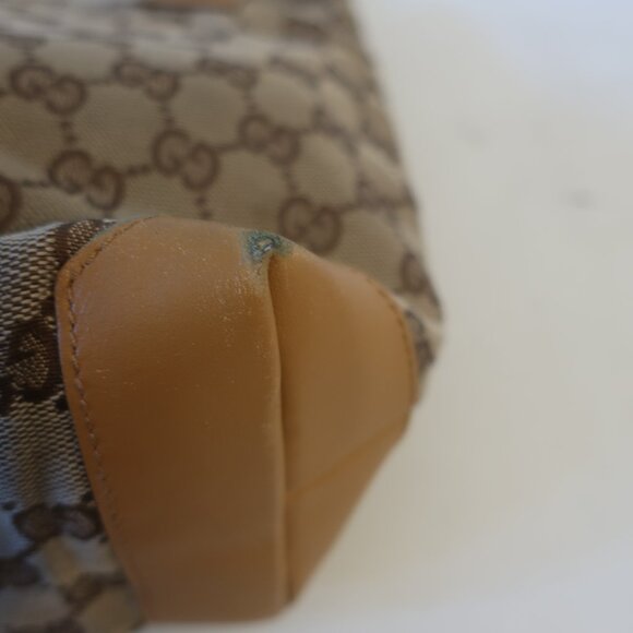 Authentic Gucci Taupe Brown Canvas Leather Shoulder Tote Handbag - Picture 13 of 16